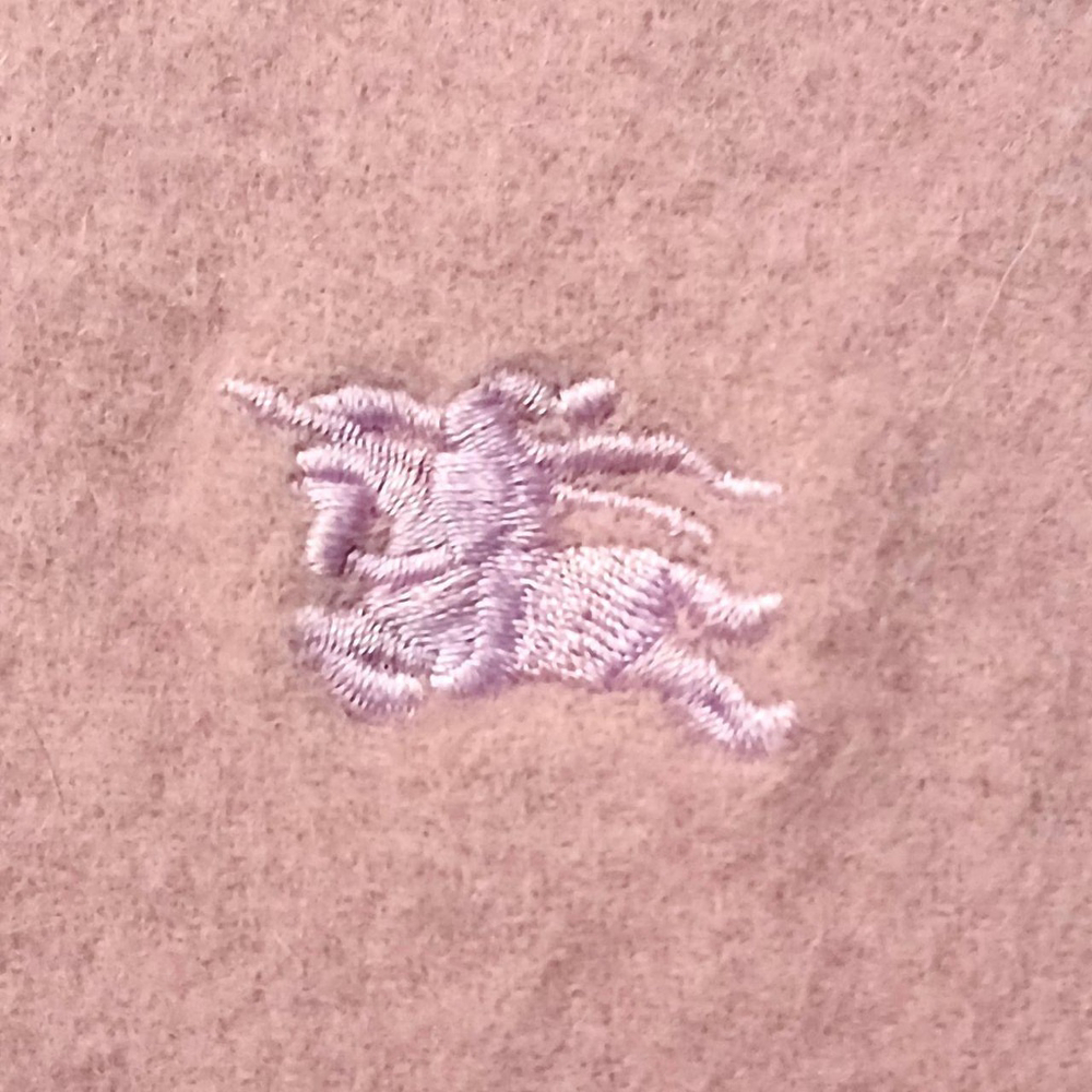 Luxury Vintage Light Pink Lambs Wool Burberry Scarf Embroidered Logo - Picture 4 of 6